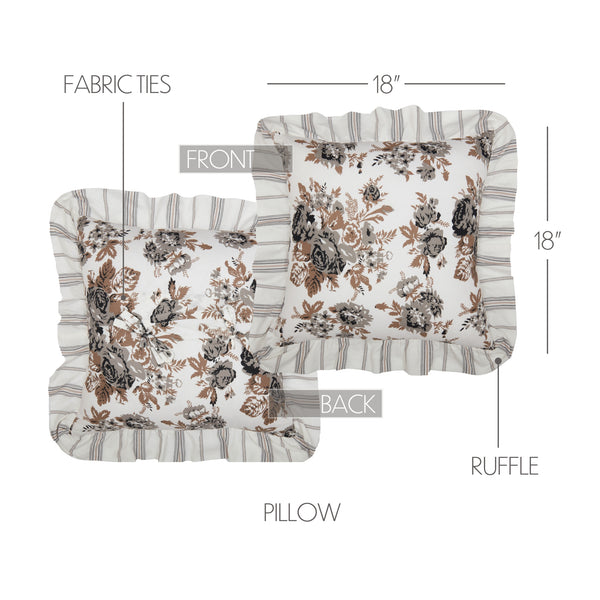 Annie Portabella Floral Ruffled Pillow 18x18