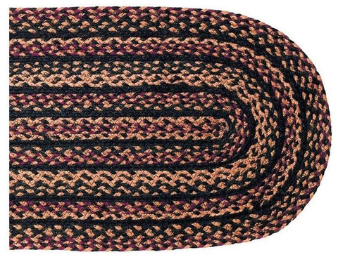 Blackberry Braided Jute Oval Table Runner 48 in. Black Burgundy Tan Jute Table Runner