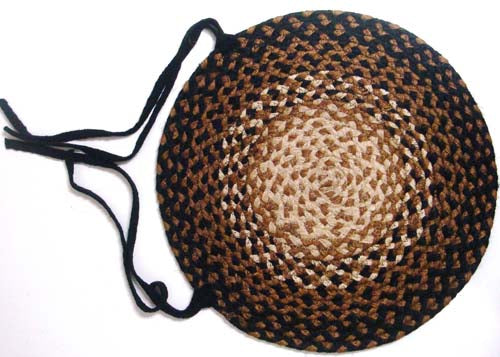 Stallion chair pad features color combination of black, mustard, and cream. Measures approx. 15 in. round. Visit website for FREE s/h & discount offers. Primitive Country Farmhouse Home Decor.