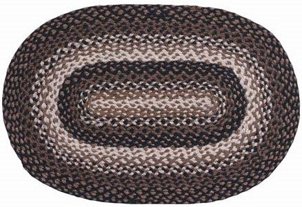 Stallion Braided  Rug Oval 5 x 8 features color combination of black, mustard, and cream. Visit website for FREE s/h & discount offers. Primitive Country Farmhouse Home Decor.