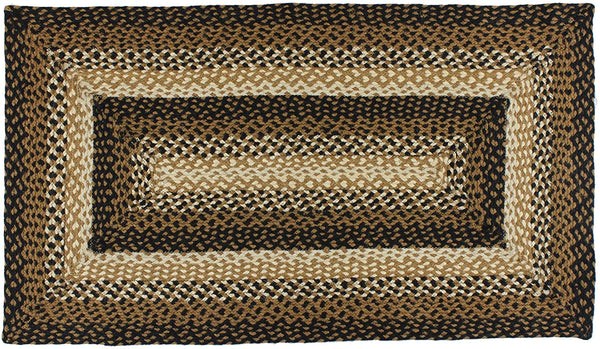 Stallion Braided  Rug Rectangle 8 x 10 features color combination of black, mustard, and cream. Visit website for FREE s/h & discount offers. Primitive Country Farmhouse Home Decor.