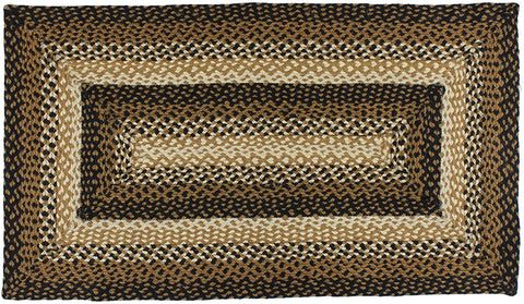 Stallion Braided  Rug/Runner Rectangle 22 x 72 in. features color combination of black, mustard, and cream. Visit website for FREE s/h & discount offers. Primitive Country Farmhouse Home Decor.