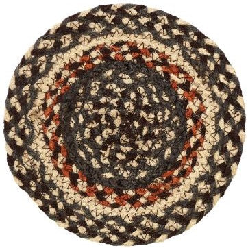 Loft Braided  trivet features top selling color combination of black, rust, and natural. Visit website for FREE s/h & discount offers. Primitive Country Farmhouse Kitchen Table Dining.