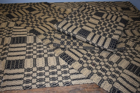 The Westbury Throw Black-Tan 52" X 74" Made of 100% cotton, Primitive Country Farmhouse Home Decor.