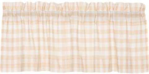 Annie Buffalo Tan Check Valance 16x90, Primitive Country Farmhouse Large Check Window Treatments Curtains.
