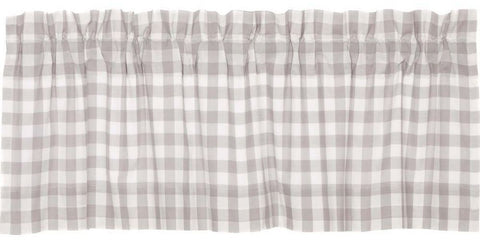 Annie Buffalo Grey Check Valance 16x90, Primitive Country Farmhouse Large Check Window Treatments Curtains.