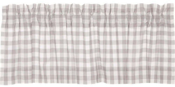Annie Buffalo Grey Check Valance 16x72, Primitive Country Farmhouse Large Check Window Treatments Curtains