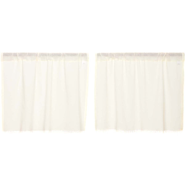 Tobacco Cloth Antique White Tier Fringed Set of 2 L24xW36