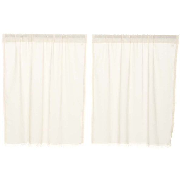 Tobacco Cloth Antique White Tier Fringed Set of 2 L36xW36