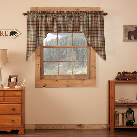 Wyatt Swag, Curtain, Khaki, Crimson, Black, Moss Green, Plaid, Primitive Country Farmhouse Pillow Bedding Home Decor & Accessories.