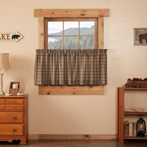 Wyatt Tier Set 24 in., Curtain, Khaki, Crimson, Black, Moss Green, Plaid, Primitive Country Farmhouse Pillow Bedding Home Decor & Accessories.