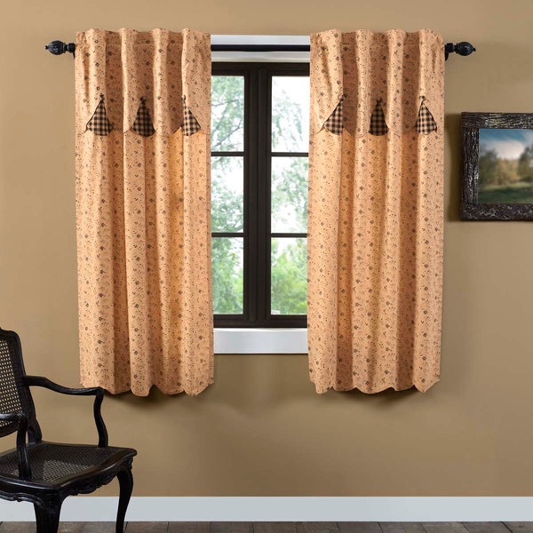 Maisie Short Panel Attached Scalloped Layered Valance Set of 2 63x36