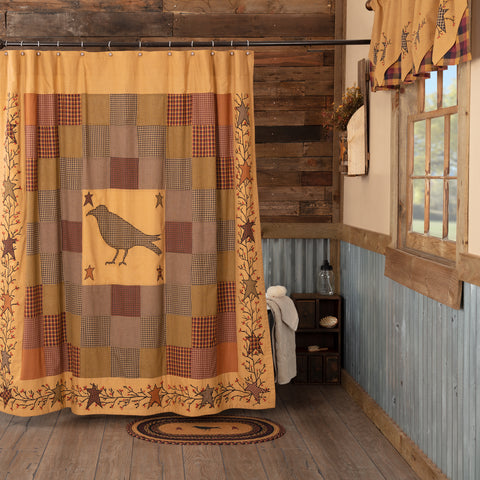 Heritage Farms Applique Crow and Star Shower Curtain 72x72