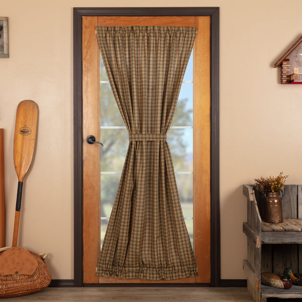 The Cedar Ridge Door Panel features cedar green, tan, and dark brown plaid to match your cabin home decor. Visit us for FREE s/h & discount offers. Primitive Country Farmhouse Home Decor Window Treatments Curtains.