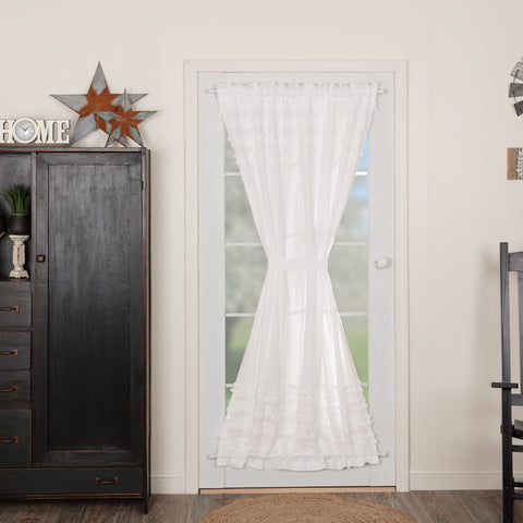 The White Ruffled Sheer Petticoat Door Panel combines light and airy, sheer fabric with multi-tiered frills to create a perfect balance of sophistication and playfulness. Visit website for FREE s/h & discount offers. Primitive Country Farmhouse Home Decor.