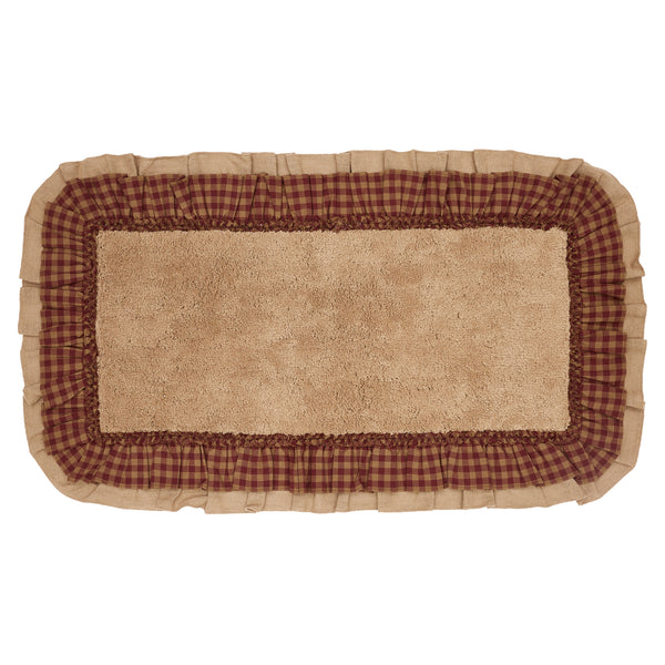 Burlap Natural w/ Burgundy Check Bathmat 27x48