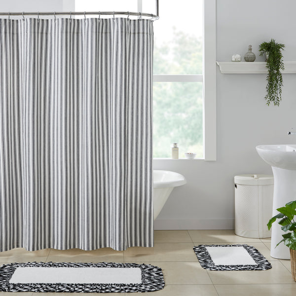 Sawyer Mill Black Ticking Stripe Shower Curtain 72x72