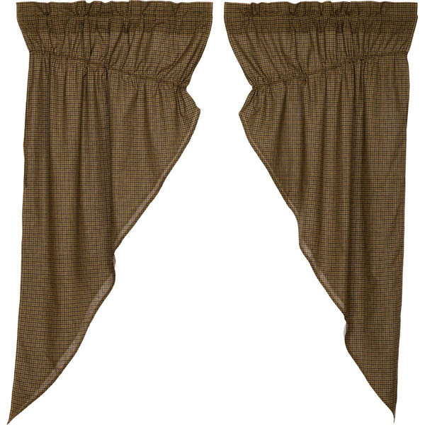 Tea Cabin Green Plaid Prairie Short Panel Curtain Set of 2 63x36x18
