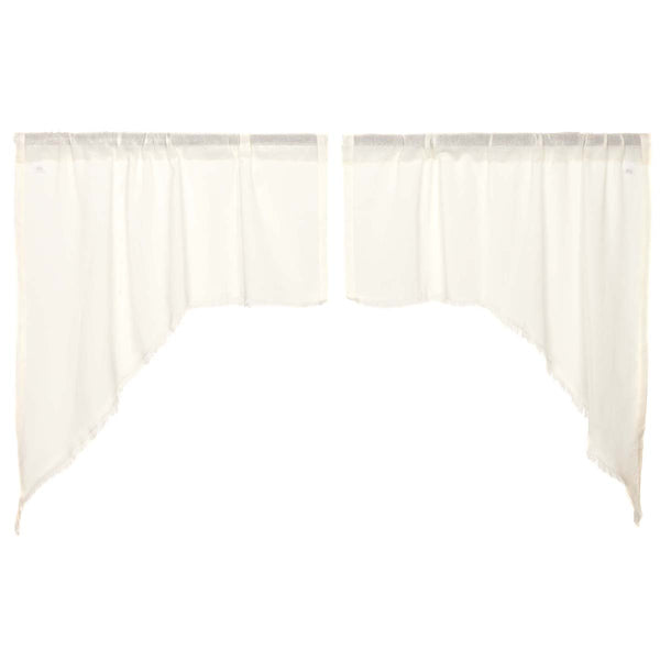 Tobacco Cloth Antique White Swag Fringed Set of 2 36x36x16