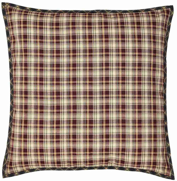Beckham Fabric Euro Sham 26x26, Rust, gold, and black plaid fabric. Primitive Country Farmhouse Bedding Home Decor.