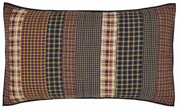 Beckham Luxury King Sham rusty red, gold and black plaids. Primitive Country Farmhouse Pillow Bedding Home Decor & Accessories.