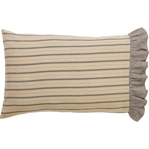 Sawyer Mill Charcoal Stripe Ruffled Standard Pillow Case Set of 2 21x30
