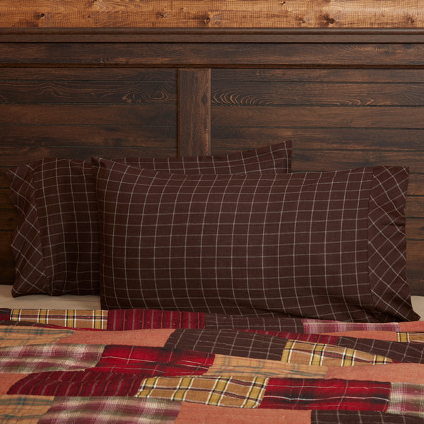 Wyatt Pillow Case Set of 2, Plaid, Tan, Brown, Primitive Country Farmhouse Pillow Bedding Home Decor & Accessories.