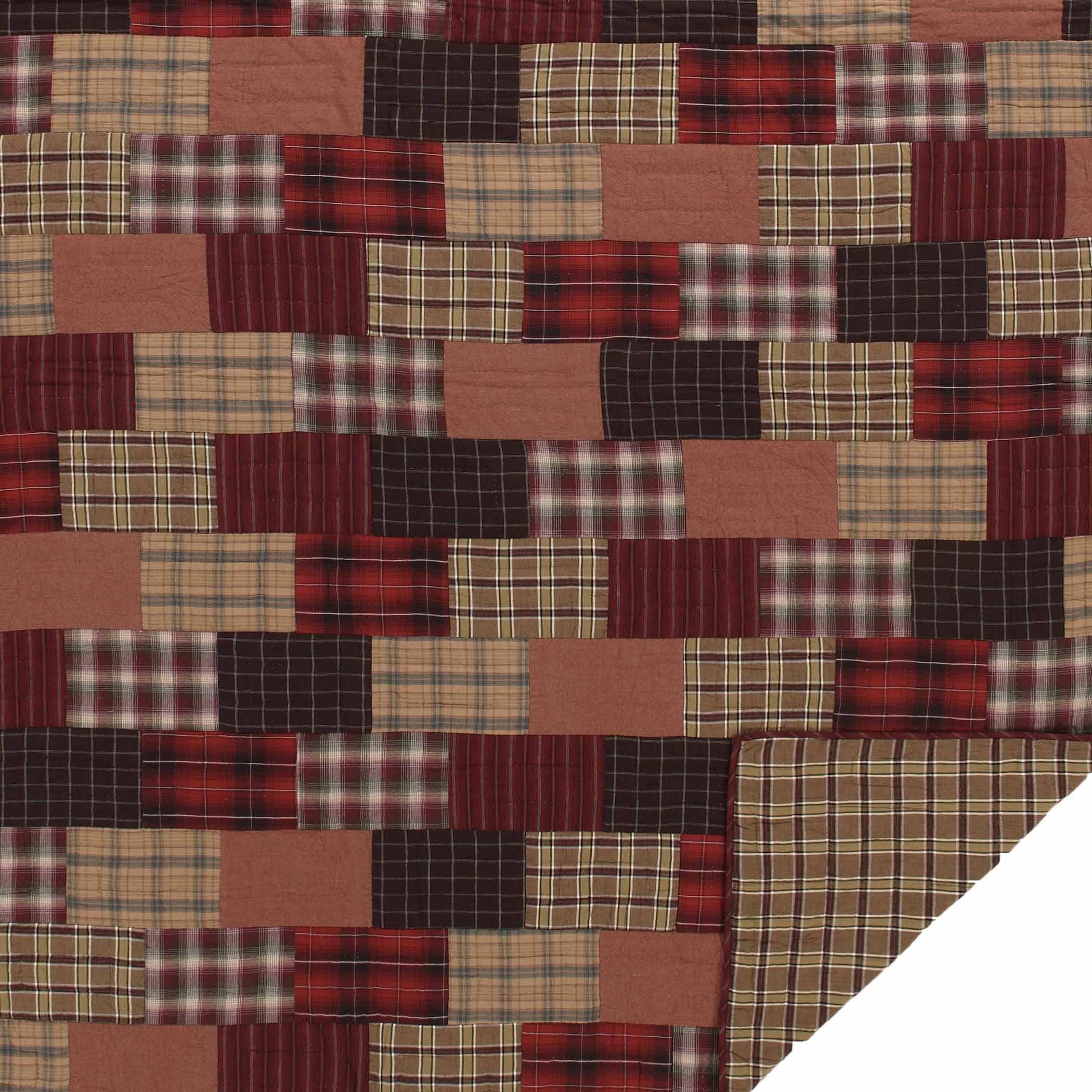 VHC Wyatt Quilted Standard Sham – Country Cabin Lodge Red Black Plaid Pillow Cover