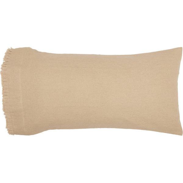 Burlap Vintage King Pillow Case w/ Fringed Ruffle Set of 2 21x40
