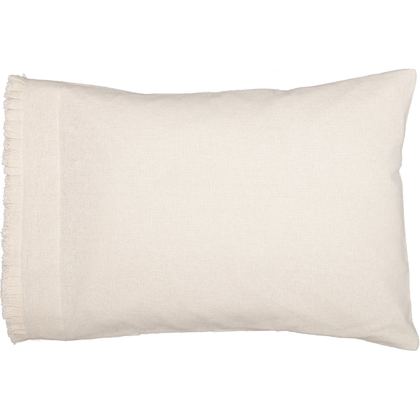 Burlap Antique White Standard Pillow Case w/ Fringed Ruffle Set of 2 21x30