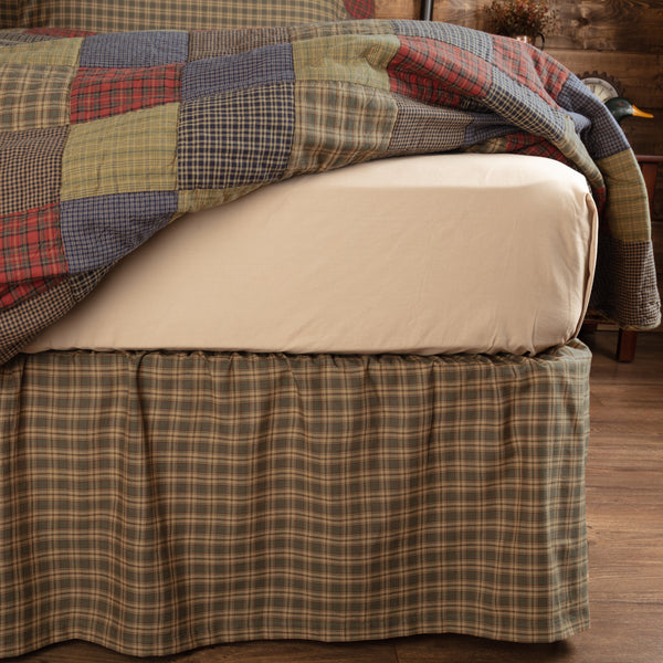 Embrace nature-inspired plaid in cedar green, tan, and dark brown hues with the Cedar Ridge King Bed Skirt. Visit website for FREE s/h & discount offers. Primitive Country Farmhouse Home Decor.