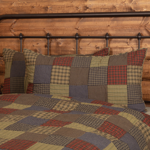 Add a nature-inspired, finishing touch to your rustic bedding with the Cedar Ridge King Sham. Featuring a simple block layout of cedar green, brick red, and navy plaids, our all-cotton pillow cover.  Visit website for FREE s/h & discount offers. 
