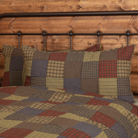Add a nature-inspired, finishing touch to your rustic bedding with the Cedar Ridge King Sham. Featuring a simple block layout of cedar green, brick red, and navy plaids, our all-cotton pillow cover.  Visit website for FREE s/h & discount offers. 