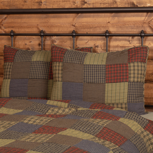 Add a nature-inspired, finishing touch to your rustic bedding with the Cedar Ridge Standard Sham. Featuring a simple block layout of cedar green, brick red, and navy plaid. Visit website for FREE s/h & discount offers. Primitive Country Farmhouse Home Decor Cabin Rustic.