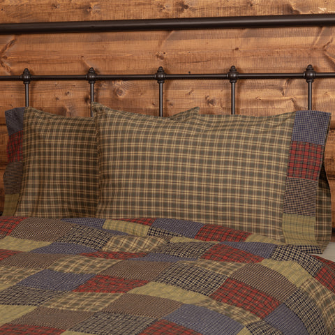 The Cedar Ridge Standard Pillow Case with Block Border Set features cedar green, tan, and dark brown plaid to match your cabin home decor. Visit website for FREE s/h & discount offers.