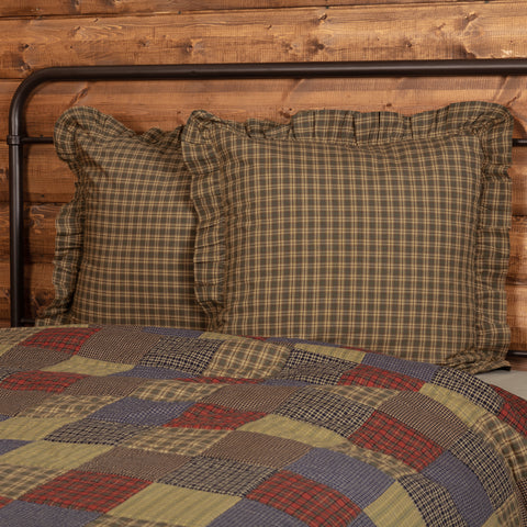 Embrace nature-inspired plaid in cedar green, tan, and dark brown hues with the Cedar Ridge Fabric Euro Sham. Visit website for FREE s/h & discount offers. Primitive Country Farmhouse Home Decor, Rustic Cabin Lodge.