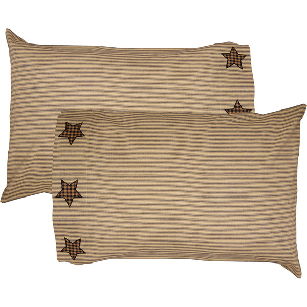 Farmhouse Star Standard Pillow Case w/Applique Star Set of 2 21x30