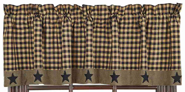 Black Applique Star Valance 72 in.