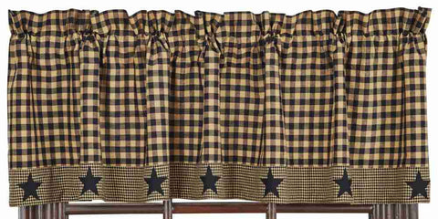 Black Applique Star Valance 72 in.