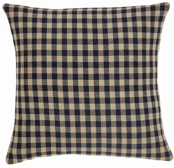 Black Check Pillow Fabric 16x16, Classic check pattern in black and khaki fabric, Primitive Country Farmhouse Bedding Home Decor.