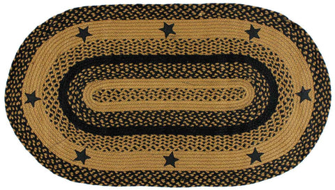 Star Black Braided Jute Rug Oval 4 x 6 ft.