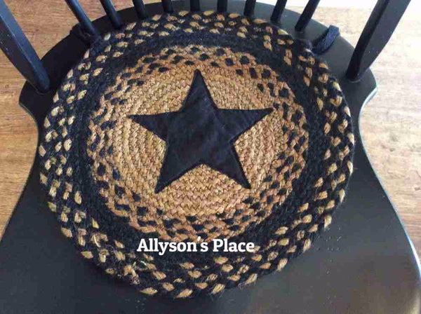 Black Star Braided  Chair Pad