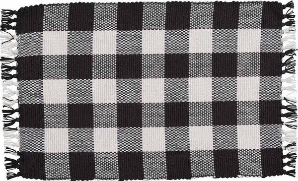 Wicklow Yarn Black and Tan Buffalo Check Placemat Measures: 13" X 19" Primitive Country Farmhouse Home Table Kitchen Decor.