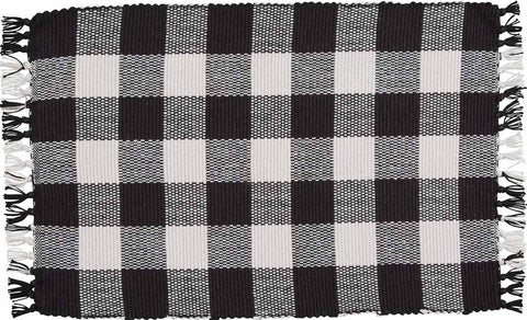 Wicklow Yarn Black and Tan Buffalo Check Placemat Measures: 13" X 19" Primitive Country Farmhouse Home Table Kitchen Decor.