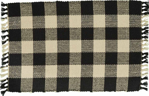 Wicklow Yarn Black Buffalo Check Placemat Measures: 13" X 19" Primitive Country Farmhouse Home Table Kitchen Decor.