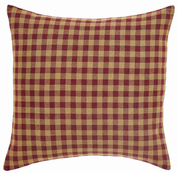 Burgundy Check Fabric Pillow Cover 16 in.