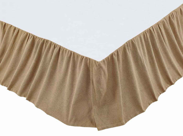 Burlap Natural Ruffled Queen Bed Skirt 60x80x16, natural shade soft cotton burlap with a gathered ruffle, Primitive Country Farmhouse Dust Ruffle Bedding Home Decor.