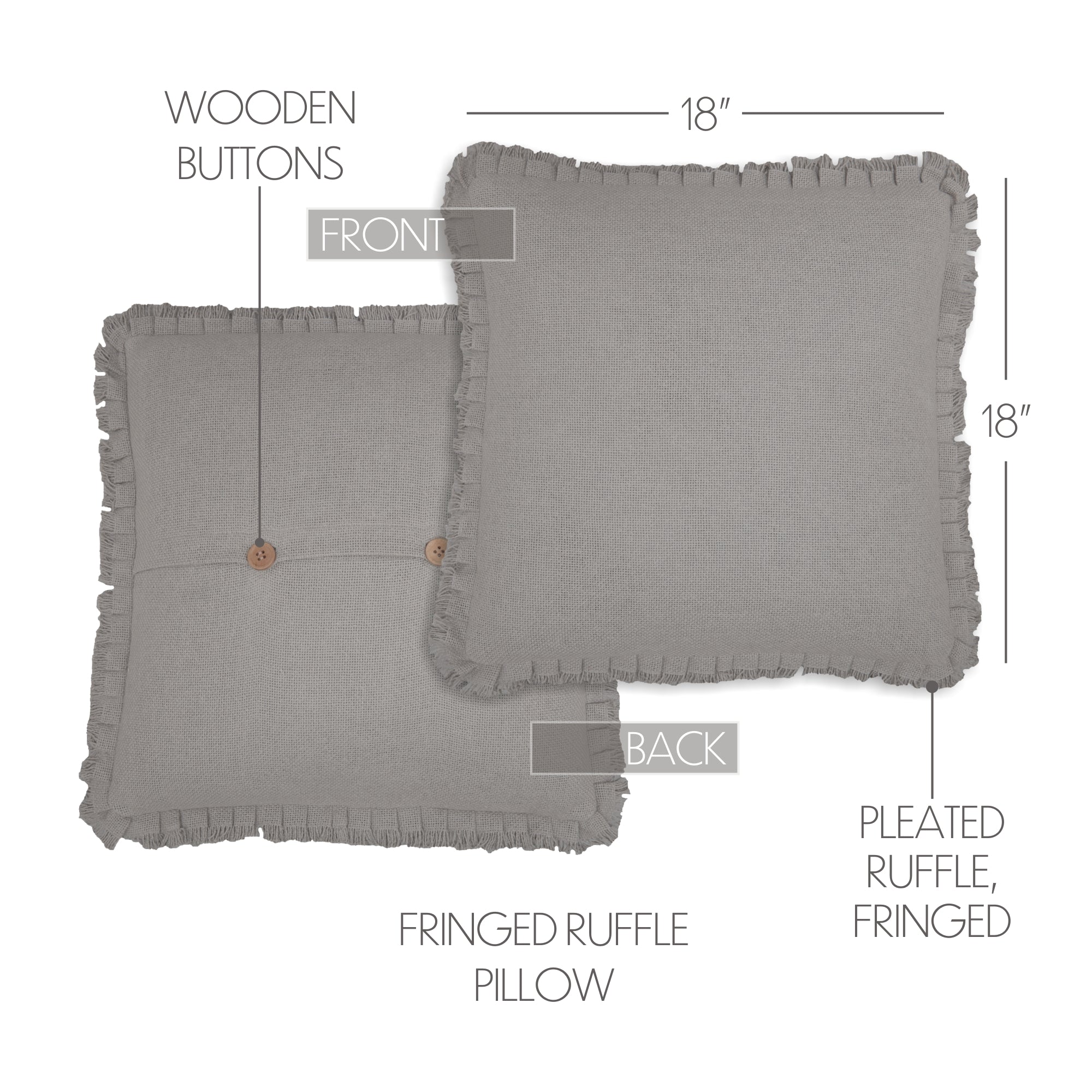 Two-Sided Linen Blend Tufted Lumbar Pillow with Button & Fringe