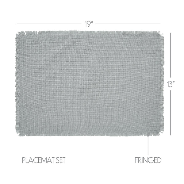 Burlap Dove Grey Placemat Set of 6 Fringed 13x19