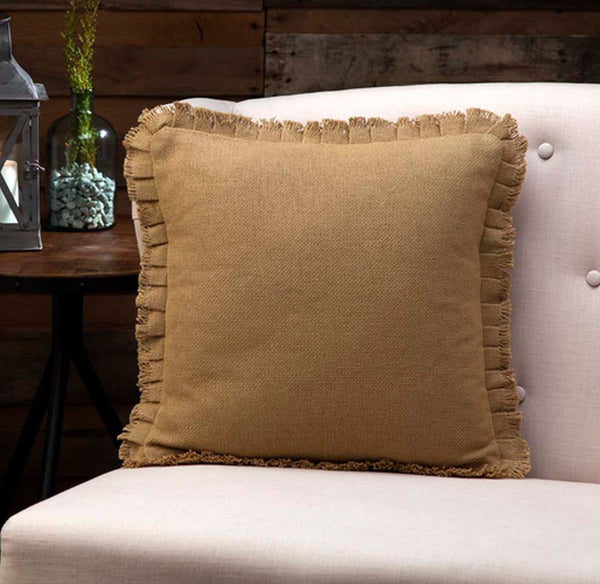 Burlap Natural Pillow Filled 16 in. Primitive Country Farmhouse Bedding Home Decor & Accessories.